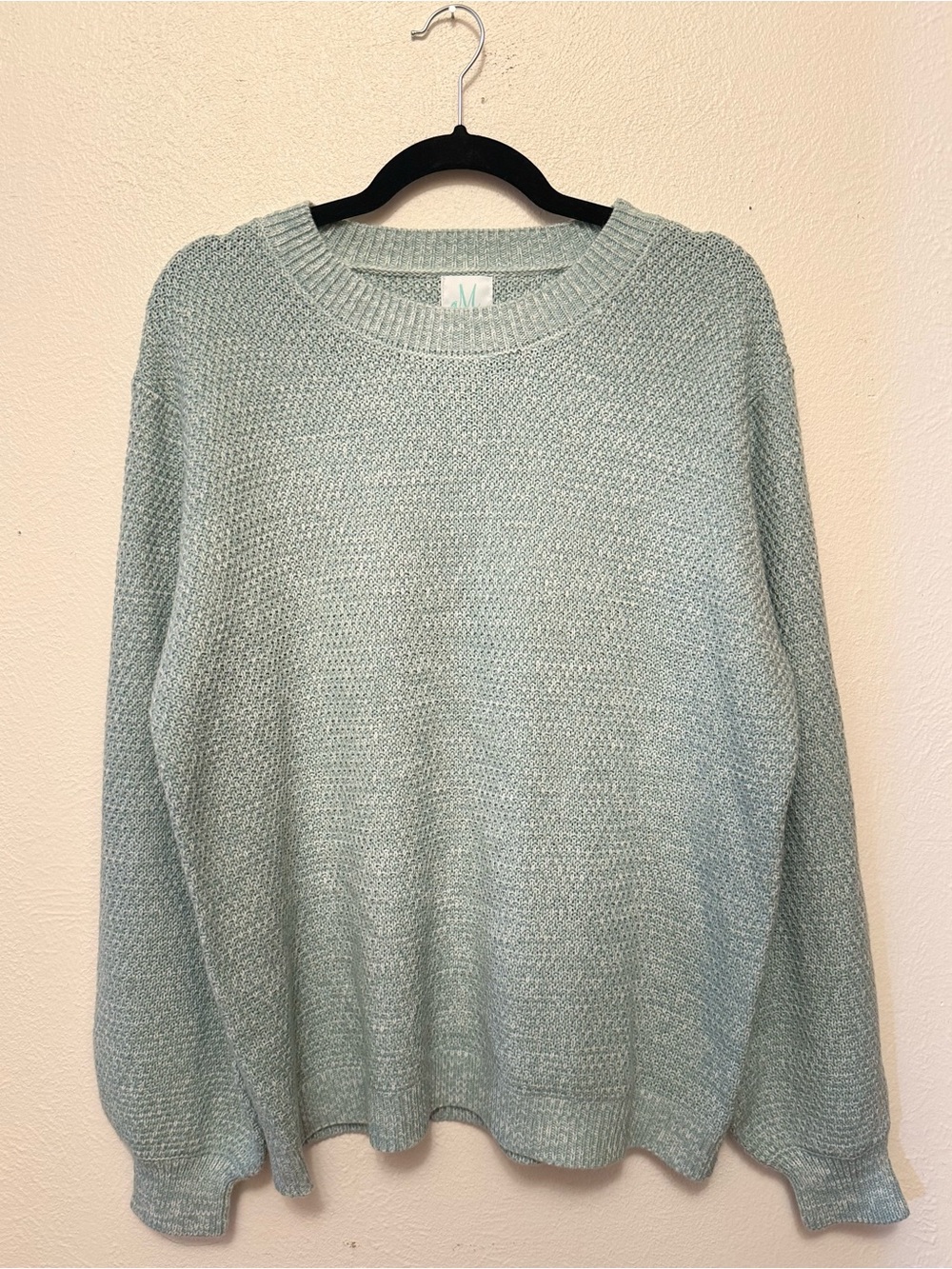 Light Blue/Mint Women's Knit Crewneck Sweater - Size Medium NWOT